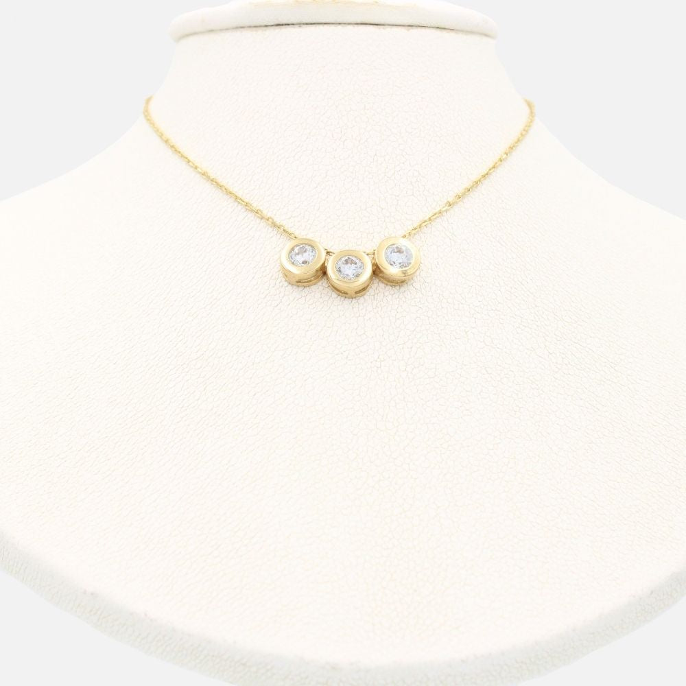 Gargantilla de Oro 14k Diseño de la Suerte con Tres Círculos con Zirconia mod. 9639