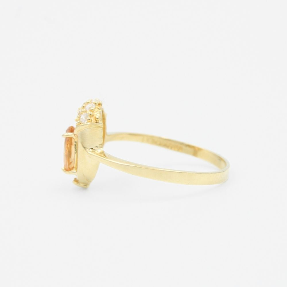 Anillo de Oro 14k con Diseño Emperatriz de Color Naranja mod. 9202