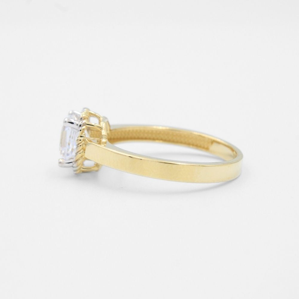 Anillo de Compromiso en Oro 14k con Bisel de Cuerda y Zirconia Fina mod. 8779