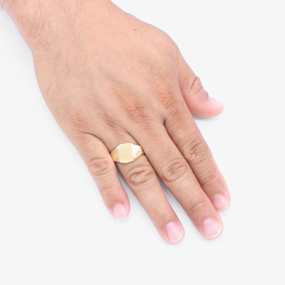 Anillo de Oro 14k Sello Liso Estilo Mate mod. 1610