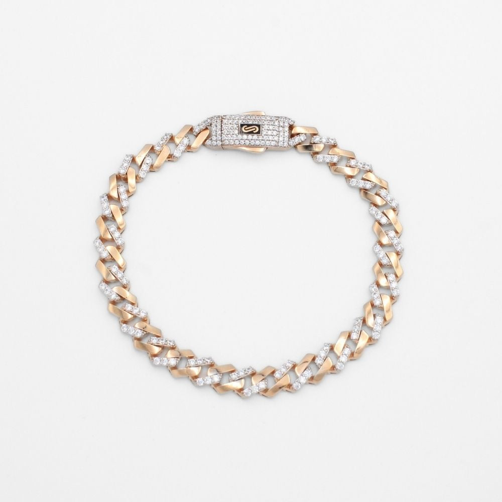 Pulsera Mónaco Chain 14k Modelo Edge de Broche Pavé con Incrustación Alt. de Swarovski mod. 9654