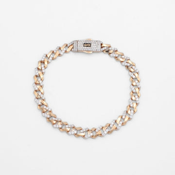 Pulsera Mónaco Chain 14k Modelo Edge de Broche Pavé con Incrustación Alt. de Swarovski mod. 9654