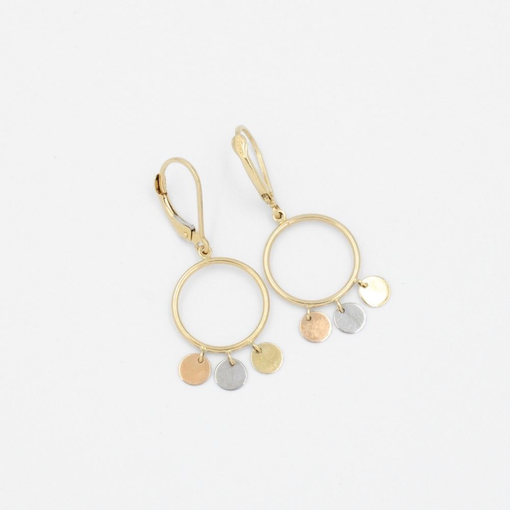 Grapa Larga de Oro 14k Aro con Círculos Florentinos mod. 9094