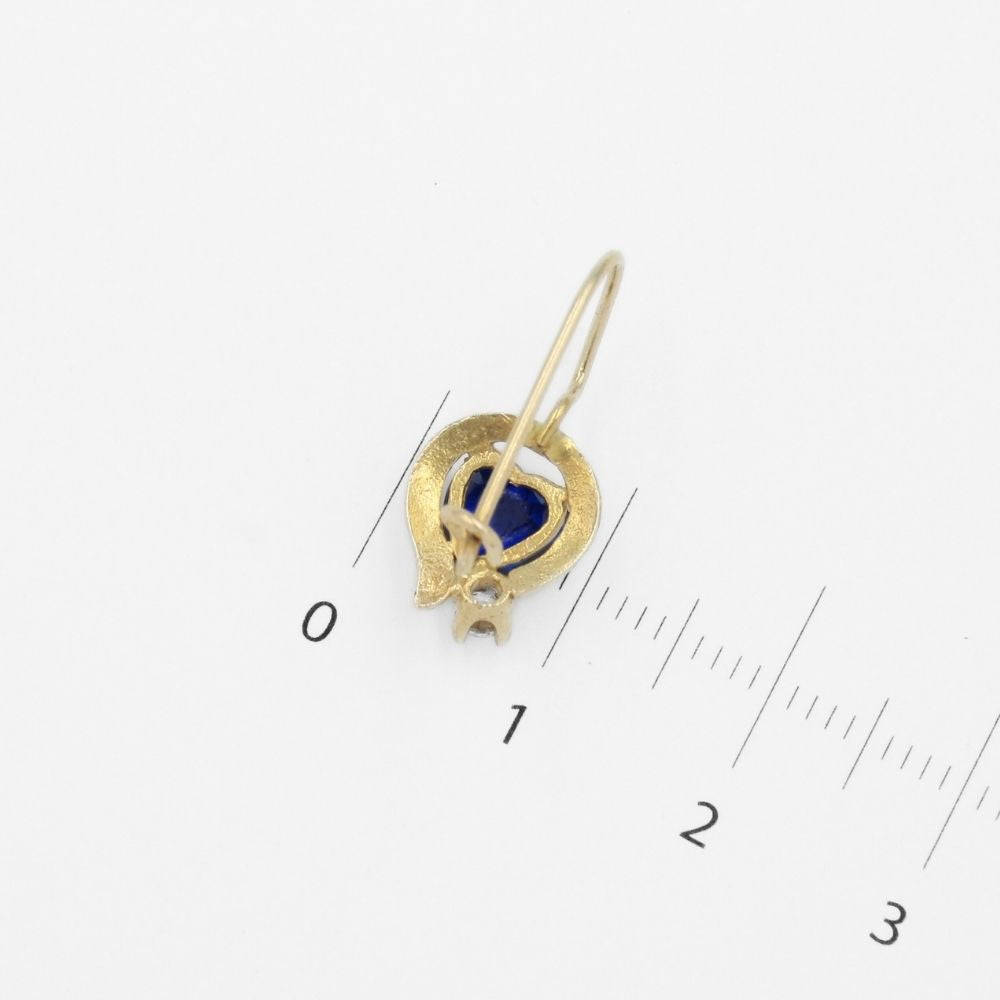 Arete con Broche Arillo de Oro 14k Diseño de Corazón con Zirconia Azul mod. 9764