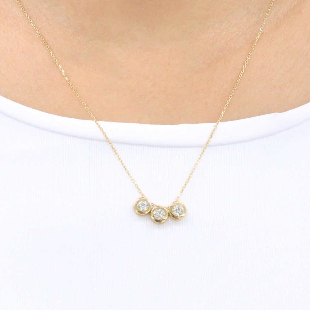 Gargantilla de Oro 14k Diseño de la Suerte con Tres Círculos con Zirconia mod. 9639