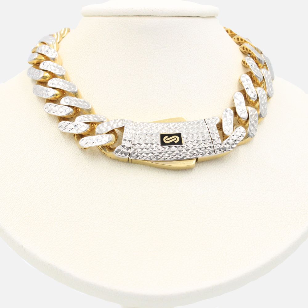 Cadena Monaco Chain 14k Modelo Classic Diamond Cut Hueco con Broche Diamond Cut mod. 9028