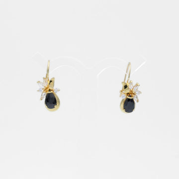 Arete con Broche Arillo de Oro 14k Flor Especial con Zirconias Principal Color Negro Profundo mod. 9768