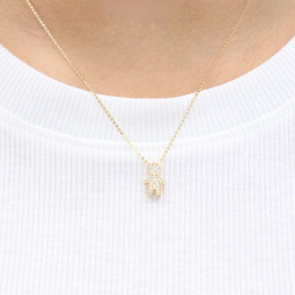 Gargantilla de Oro 14k con Dije de Niño/Niña mod. 9344