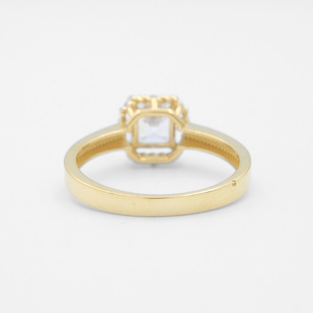 Anillo de Compromiso en Oro 14k con Bisel de Cuerda y Zirconia Fina mod. 8779