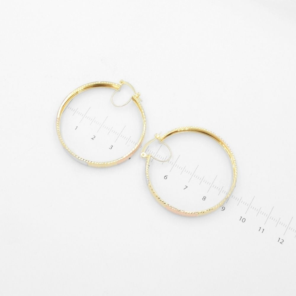 Arracada de Oro 14k Diseño Redondo y Hueco con Diamantado Especial mod. 9783