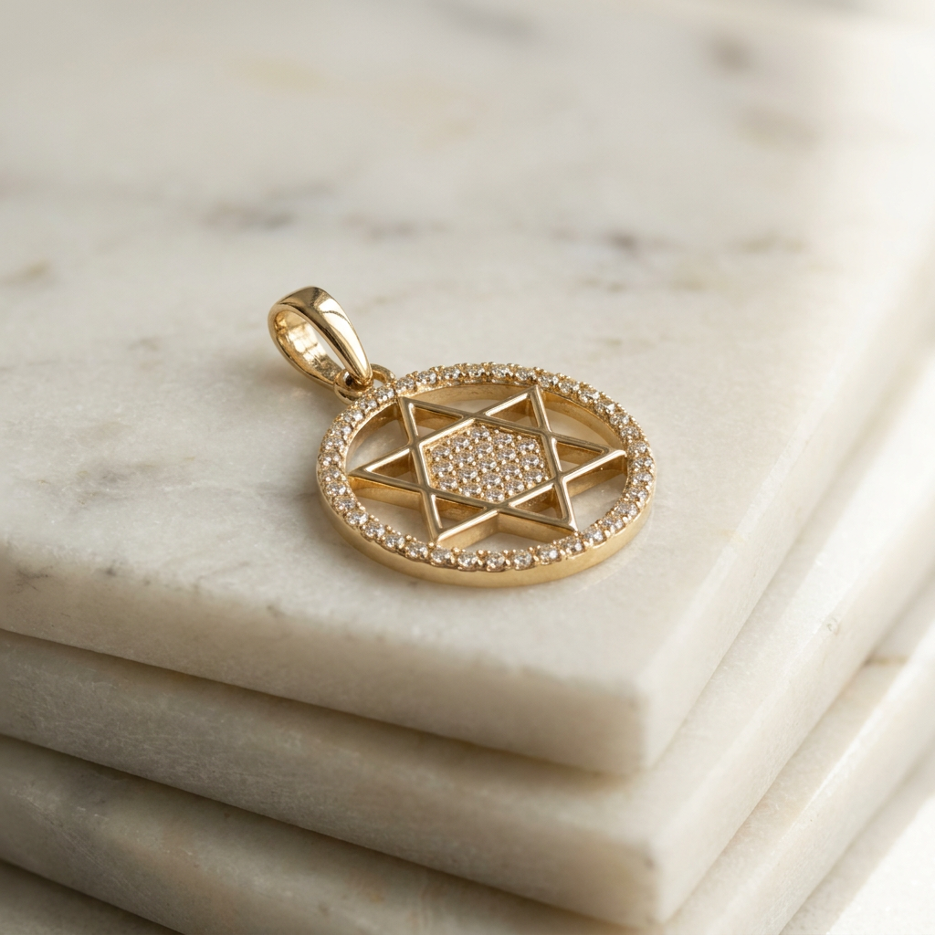 Dije de Oro 14k Estrella de David con Zirconias mod. 11224