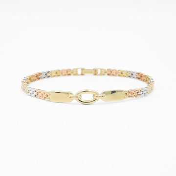 Pulsera de Oro 14k Diseño Elegante Brazalete Florentino de Eslabones Huecos mod. 8654