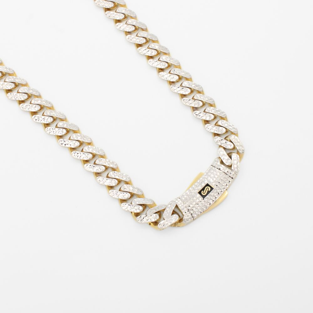 Cadena Monaco Chain 14k Modelo Classic Diamond Cut Hueco con Broche Diamond Cut mod. 9028