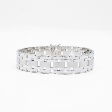 Pulsera de Oro 14k de Diseño Ancho con Tejido Especial de Eslabones Finos y Huecos mod. 8677
