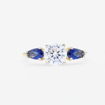 Anillo de Oro 14k de Diseño Circula con Incrustación de Zirconias en Forma de Gota mod. 9301