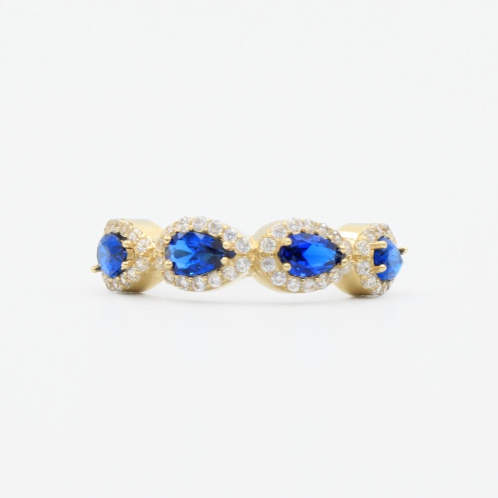 Anillo de Oro 14k con Diseño Oval con Zirconia Azul mod. 9082