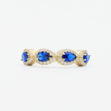 Anillo de Oro 14k con Diseño Oval con Zirconia Azul mod. 9082