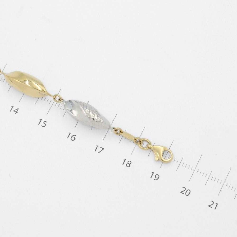 Pulsera de Oro 14k de Eslabones Inflados y Finos mod. 9698