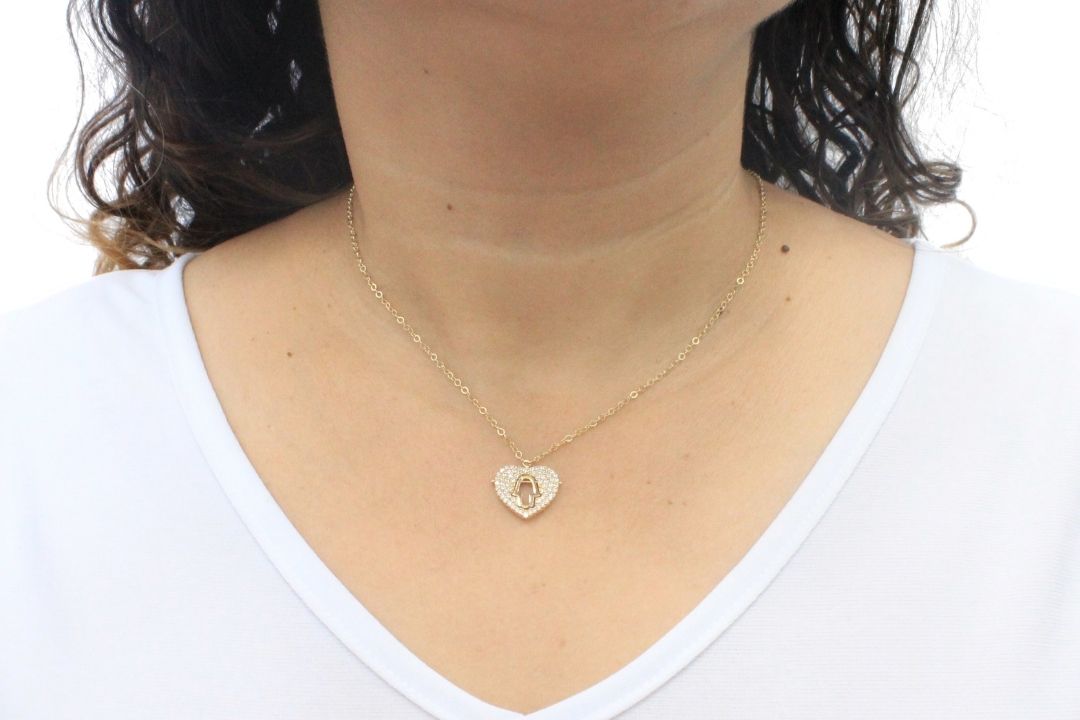 Gargantilla Mano de Fátima en Corazón de Zirconias mod. 6286