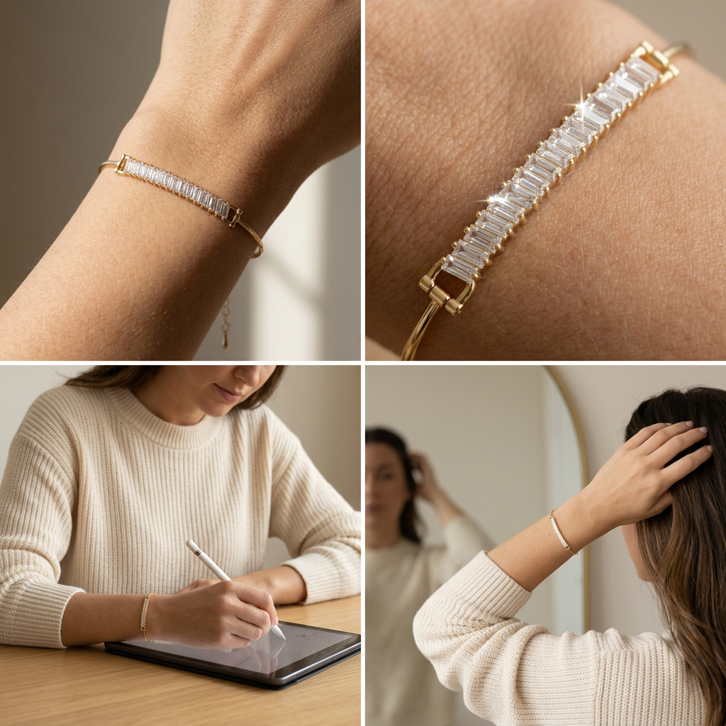 Aro de Oro 14k Ajustable de Zirconias Rectangulares mod. 11227