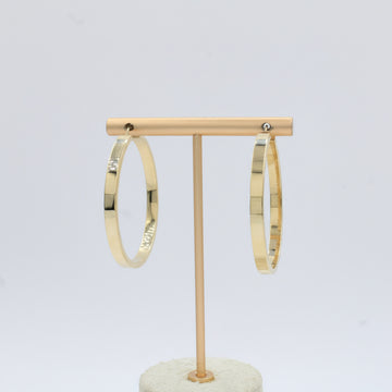 Arracada de Oro 14k Diseño Redondo Hueco de Estilo Liso Brillante con Circunferencia Cuadrada mod. 10037