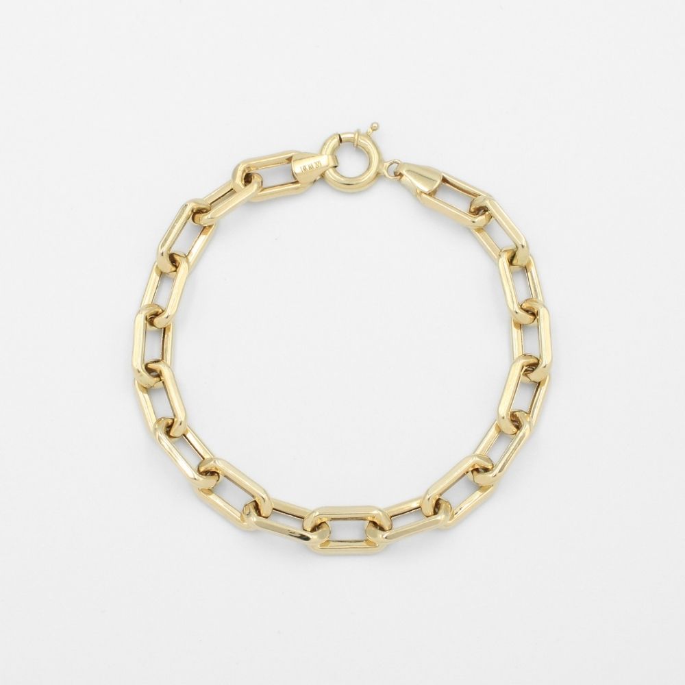 Pulsera de Oro 14k Diseño Especial de Eslabones Brillantes Huecos mod. 9699