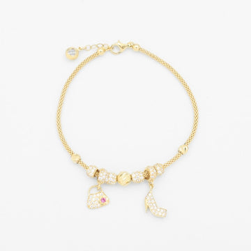 Pulsera de Oro 14k Diseño Tipo Pandora con Zirconias mod. 9286
