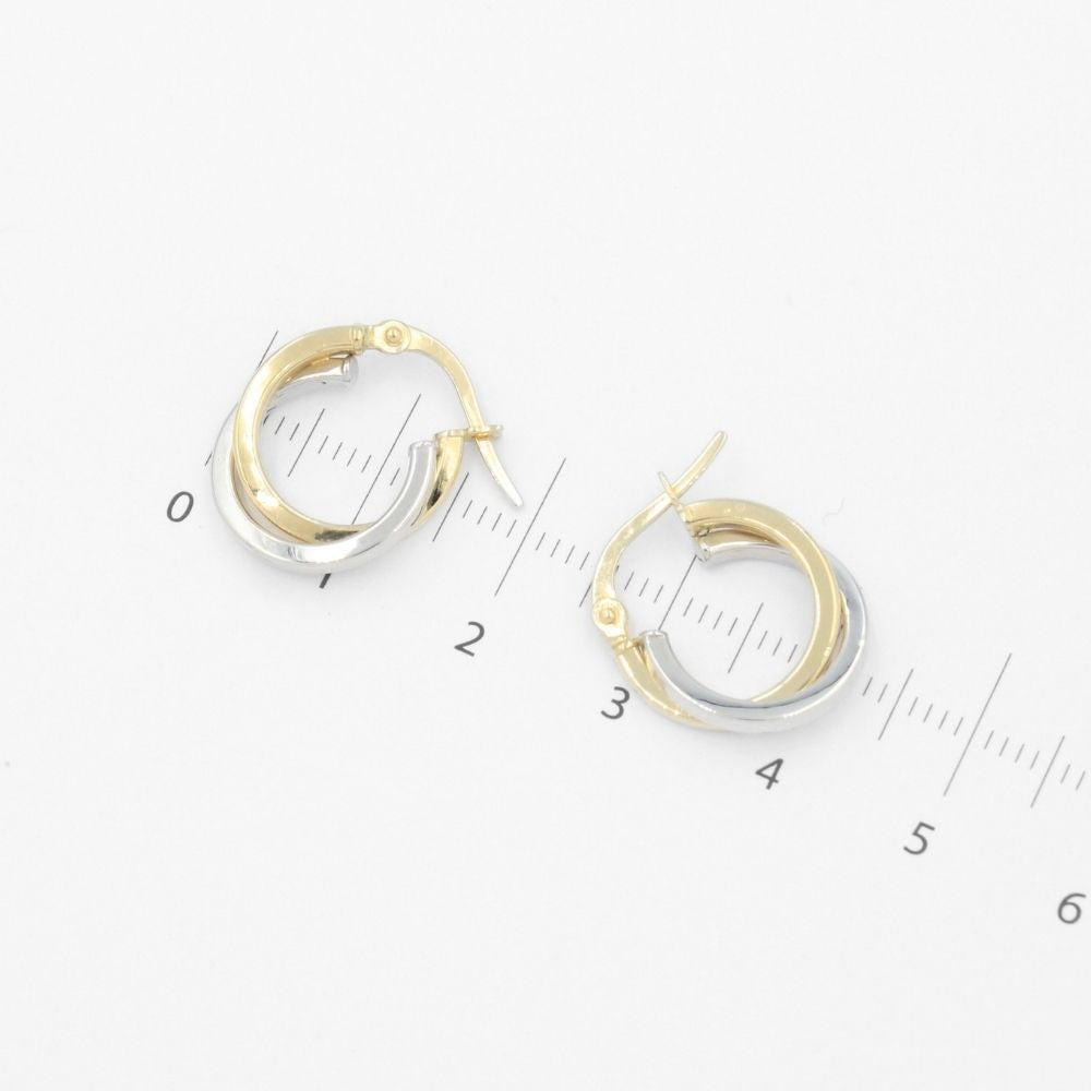 Arracada de Oro 14k Diseño Bicolor Hueco de Estilo Brillante mod. 9624