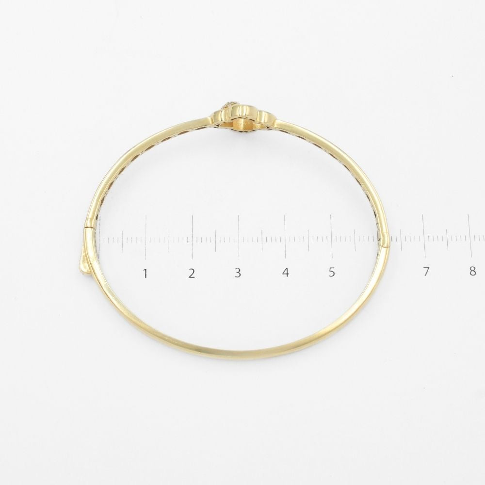 Aro de Oro 14k Diseño Delgado con Trébol Detallado con Círculo de Zirconias mod. 9749