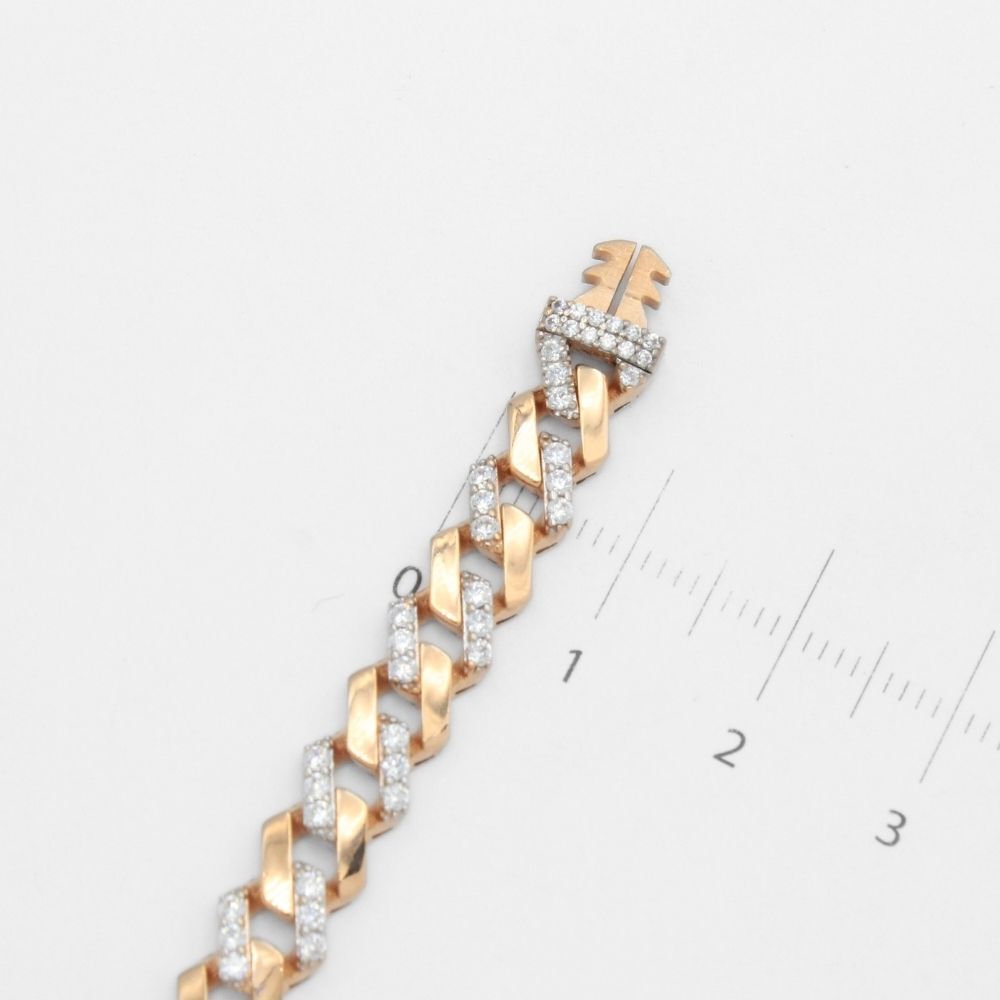 Pulsera Mónaco Chain 14k Modelo Edge de Broche Pavé con Incrustación Alt. de Swarovski mod. 9654