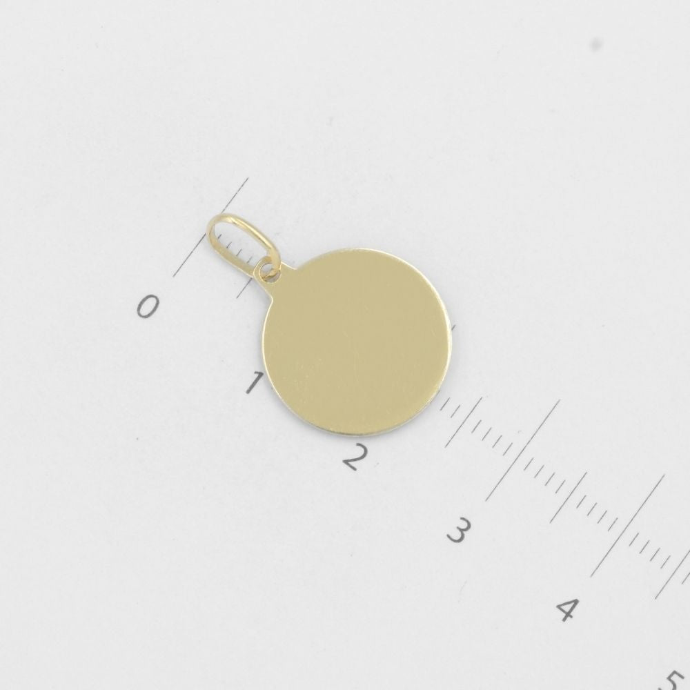 Medalla de Oro 14k Virgen Guadalupe Redonda con Resplandor de Grabado Fino mod. 8030