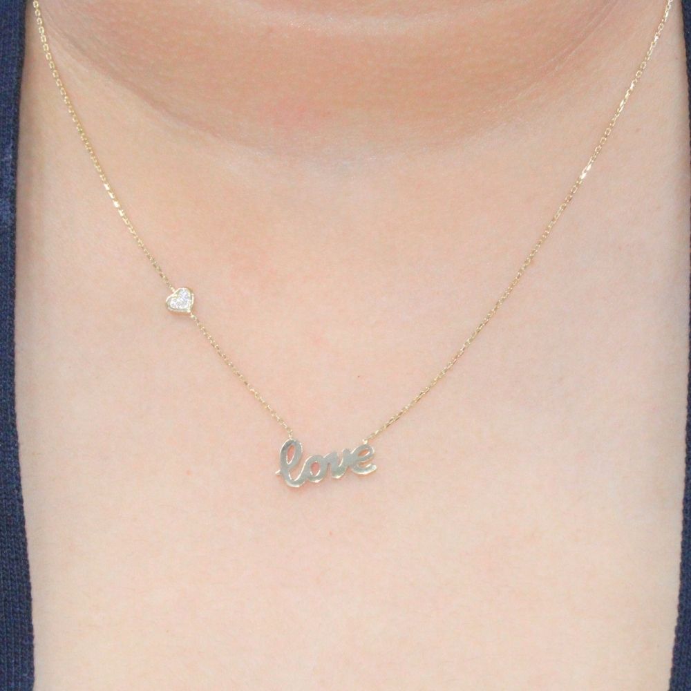 Gargantilla de Oro 14k con Dije Love y Detalle de Zirconia mod. 8583