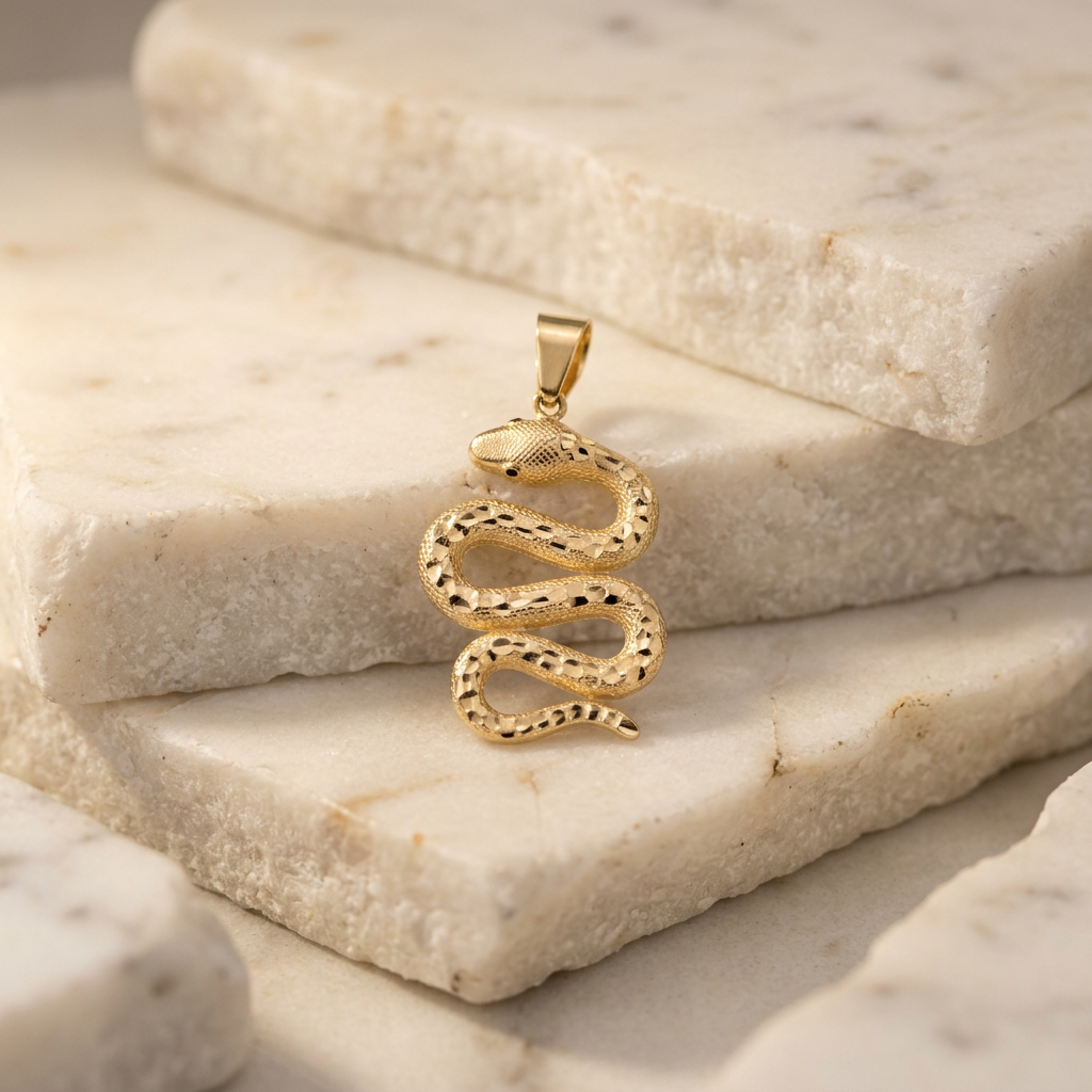 Dije de Oro 14k Serpiente Diseño Diamantado mod. 11225