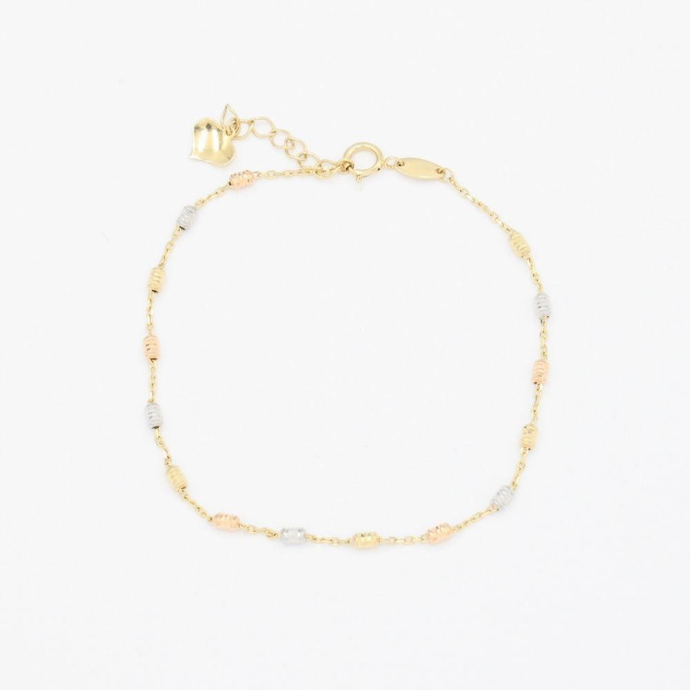 Pulsera de Oro 14k Eslabones Diamantados Huecos mod. 9329