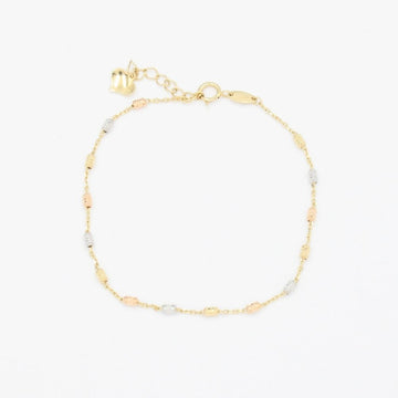 Pulsera de Oro 14k Eslabones Diamantados Huecos mod. 9329