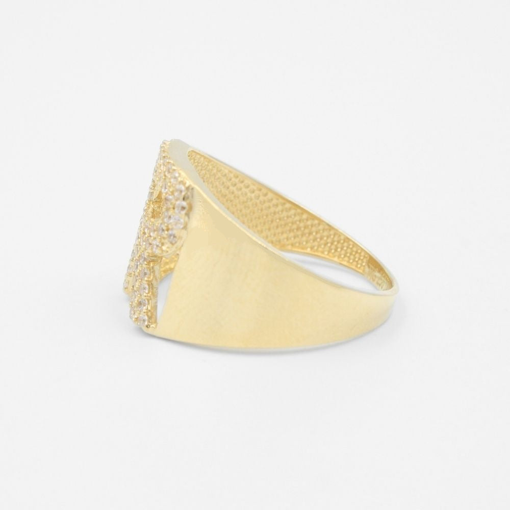 Anillo de Oro 14k con Letra R Incrustada con Zirconias mod. 8365