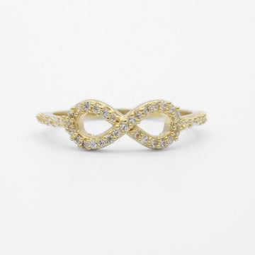 Anillo de Oro 14k Diseño en Forma de Infinito Incrustado con Zirconias de Corte Fino mod. 9736