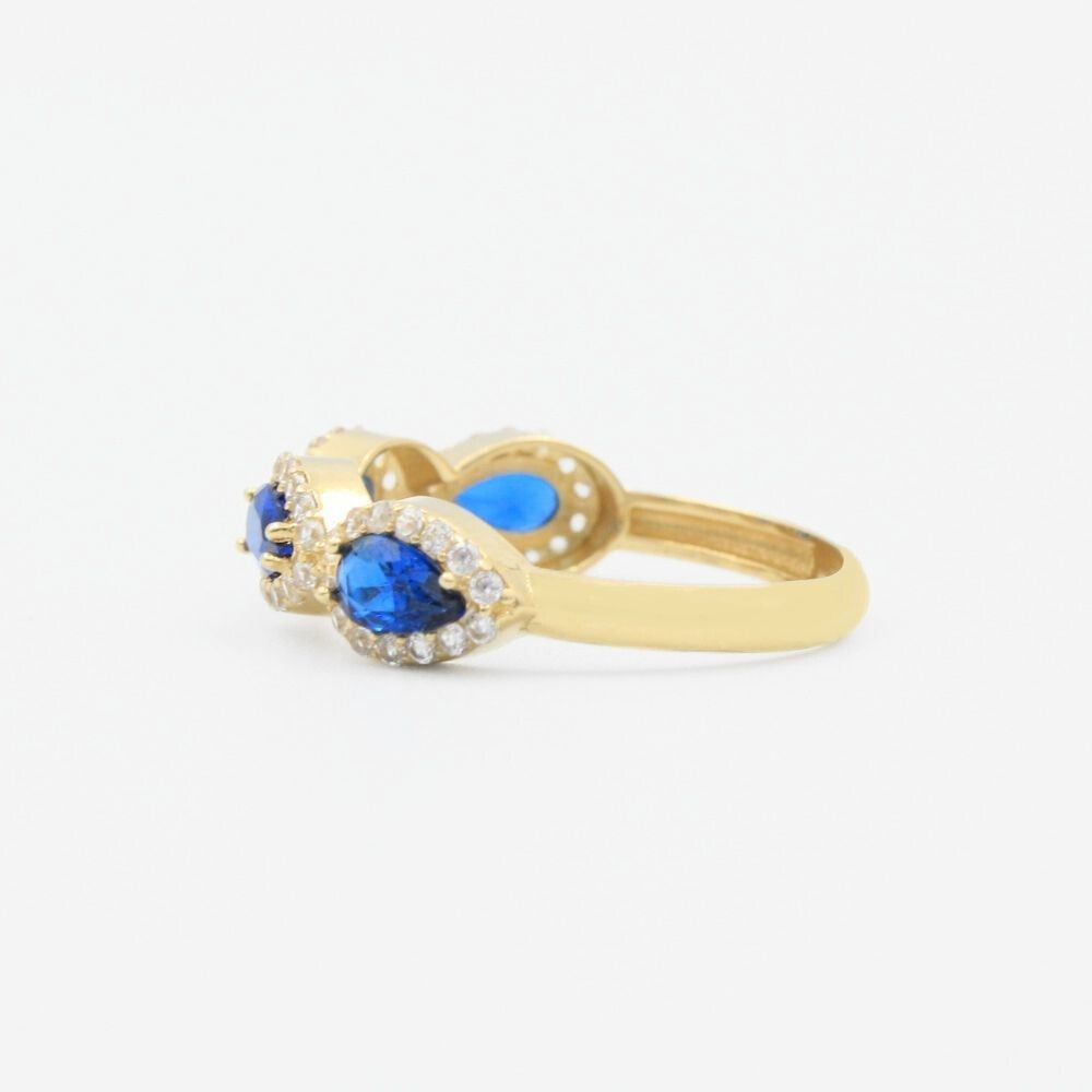 Anillo de Oro 14k con Diseño Oval con Zirconia Azul mod. 9082