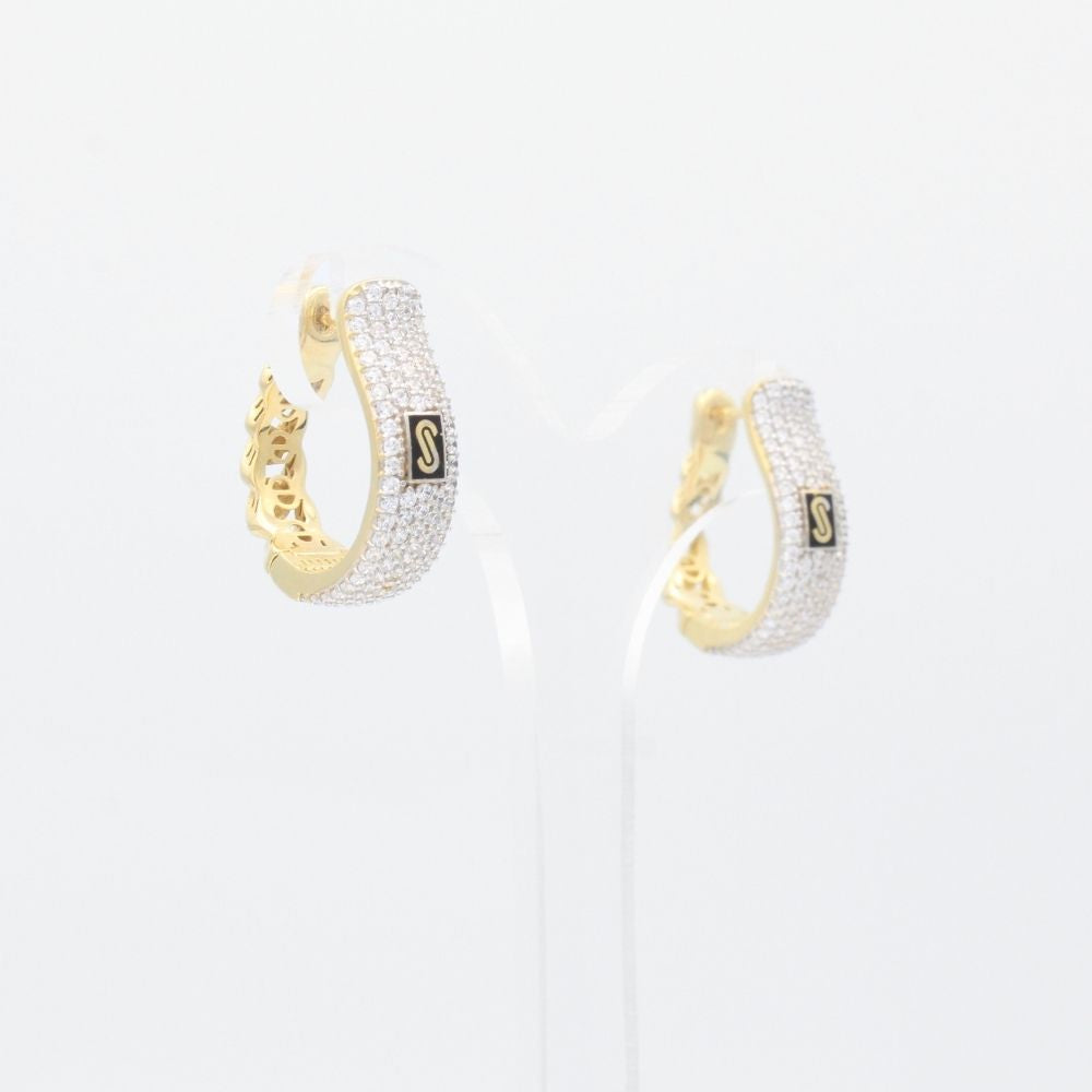 Grapa de Oro 14k Modelo Mediano Monaco Chain Hoop Hueco con Incrustación de Swarovski mod. 9388