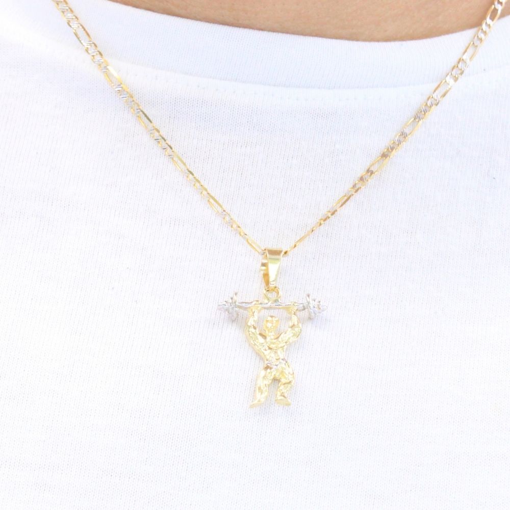 Dije de Oro 14k Diseño de Fisicoculturistas Birllante  mod. 9484