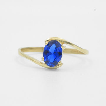 Anillo de Oro 14k de Diseño Fino con Zirconia Color Azul Zafiro mod. 7729