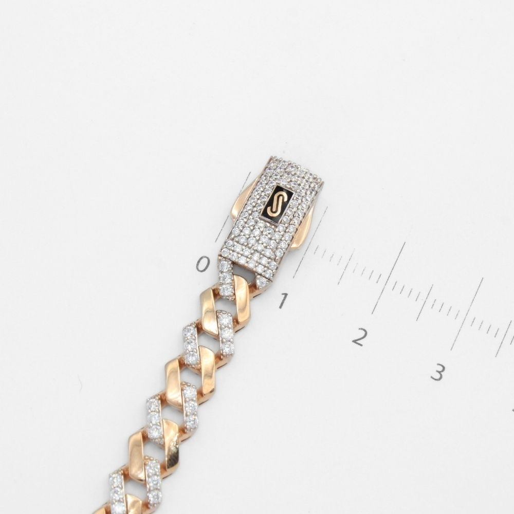 Pulsera Mónaco Chain 14k Modelo Edge de Broche Pavé con Incrustación Alt. de Swarovski mod. 9654