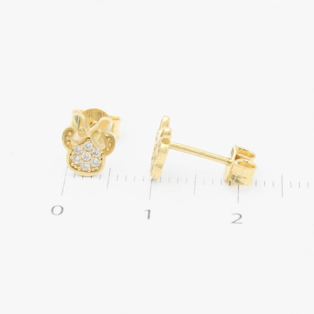 Arete de Oro 14k con Diseño de Minnie Incrustado de Zirconias mod. 9362