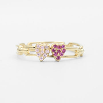 Anillo de Oro 14k con Corazones Movibles e Incrustados con Zirconias Finas mod. 9593