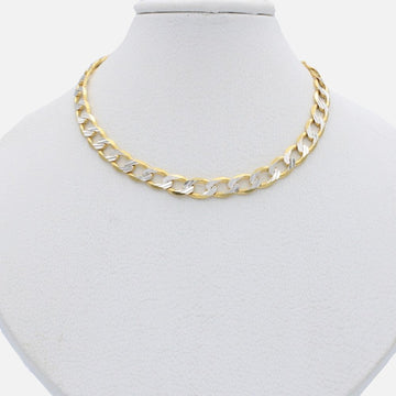 Cadena de Oro 14k Tejido Barbada Grande Diamantada Solida mod. 9912