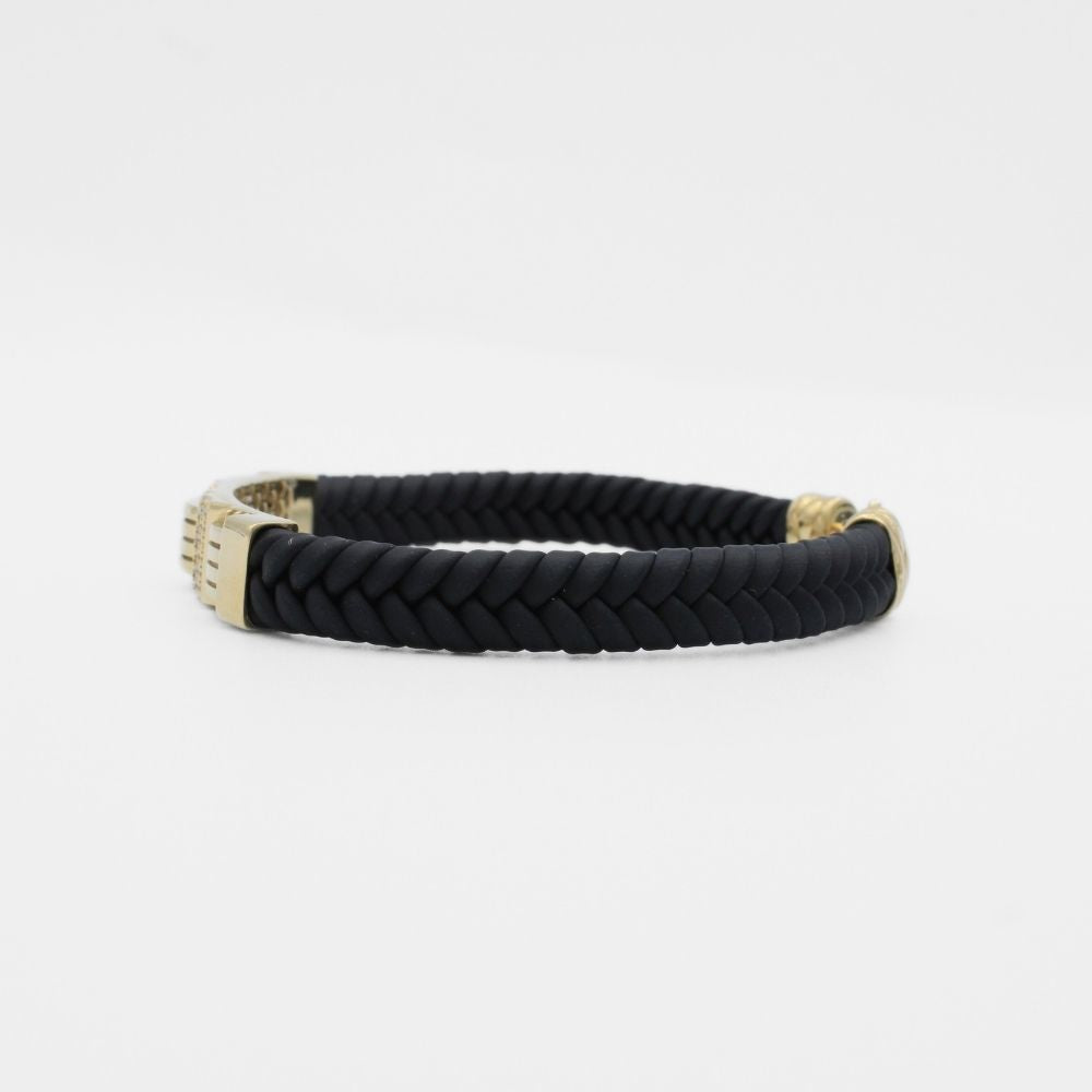 Pulsera con Pieza Brillante de Oro 14k Diseño Calado con Incrustación de Zirconias mod. 9880