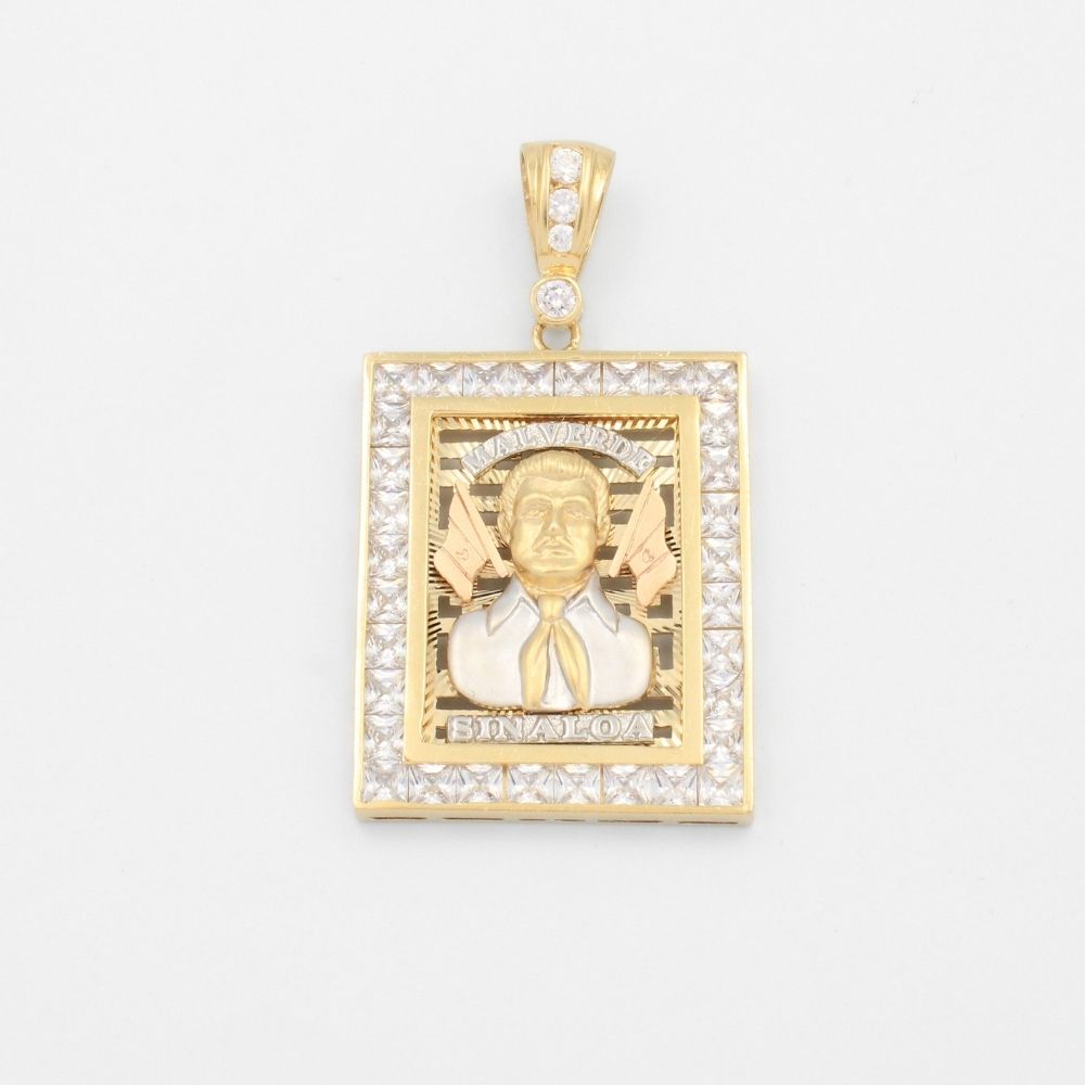 Dije de Oro 14k Diseño de Cuadro de Jesus Malverde mod. 9440