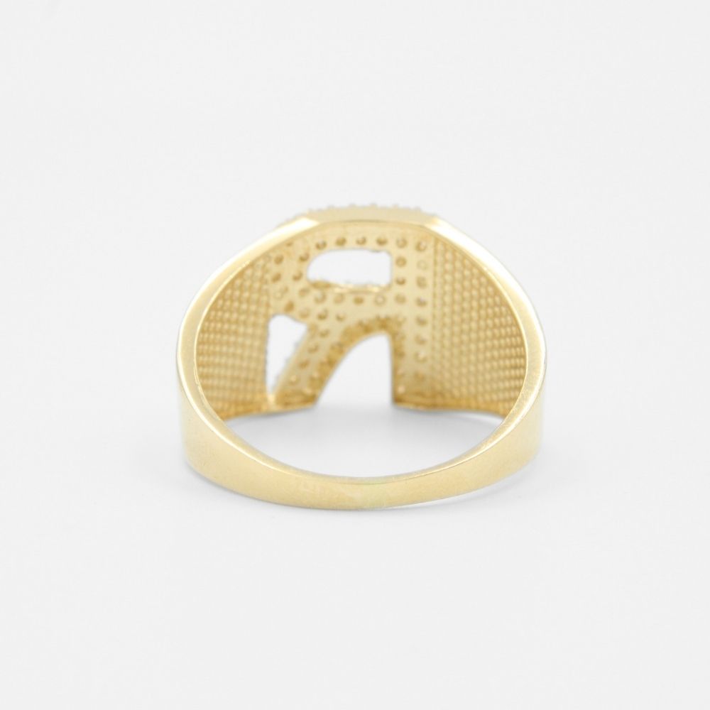 Anillo de Oro 14k con Letra R Incrustada con Zirconias mod. 8365