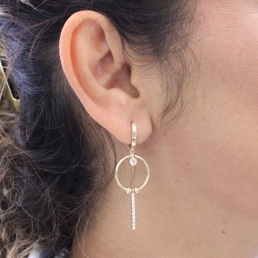 Grapa Larga de Oro 14k Aro con Tira de Zirconias mod. 9095