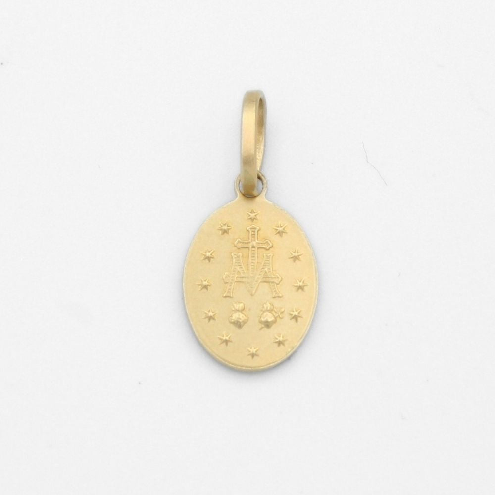 Medalla de Oro 14k Diseño Especial Oval con la Imagen de la Virgen Milagrosa mod. 9854